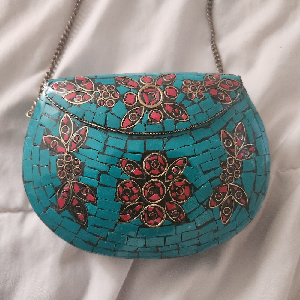 Boho Mosaic Brass and Gemstone purse